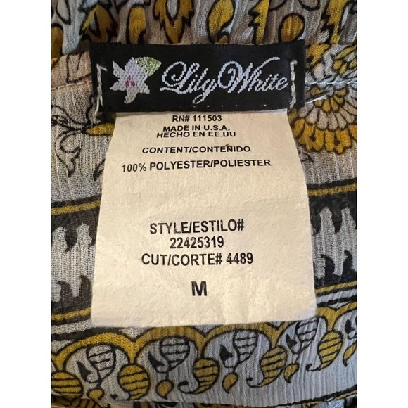 Lily White Shirt Womens Medium Yellow White Peasant Blouse - Picture 7 of 13